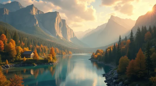 Paysages variés du Canada avec des symboles culturels francophones, autochtones et artistiques représentant la diversité culturelle