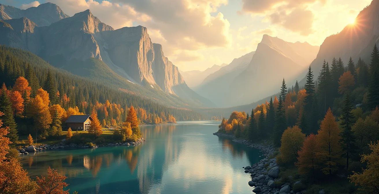 Paysages variés du Canada avec des symboles culturels francophones, autochtones et artistiques représentant la diversité culturelle