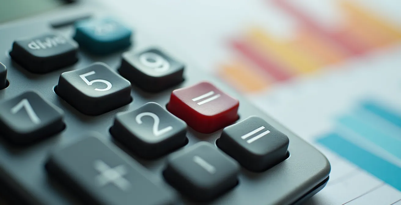 Vue rapprochée d'une calculatrice et graphique de progression des points d'immigration