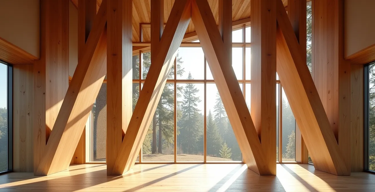 Architecture moderne en bois massif canadien montrant les innovations en construction durable