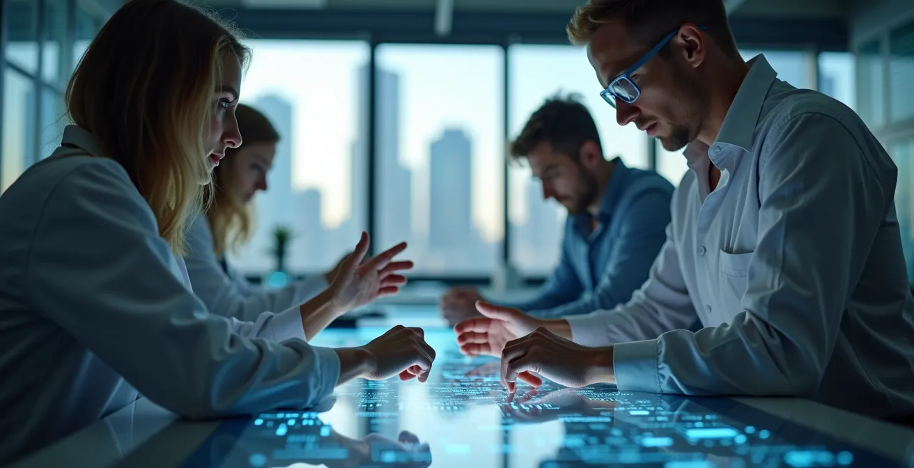 Laboratoire de recherche en IA moderne à Montréal avec équipement de pointe