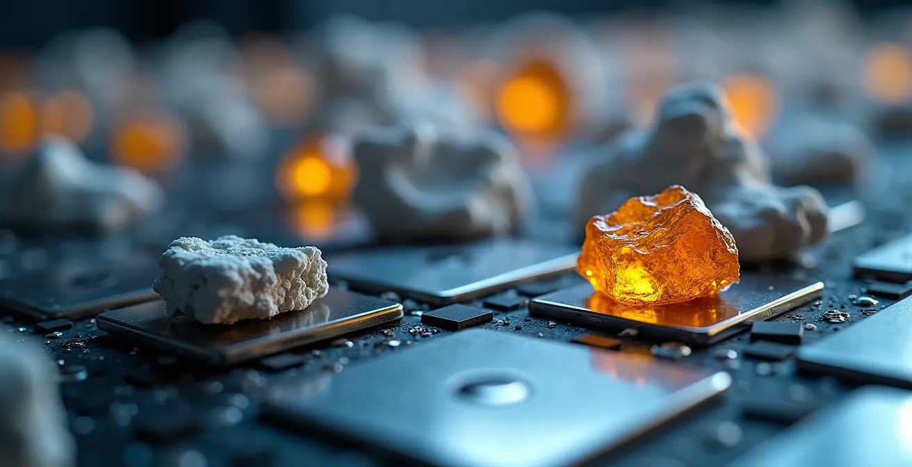 Laboratoire moderne de recherche sur les minéraux critiques pour batteries avec équipement scientifique