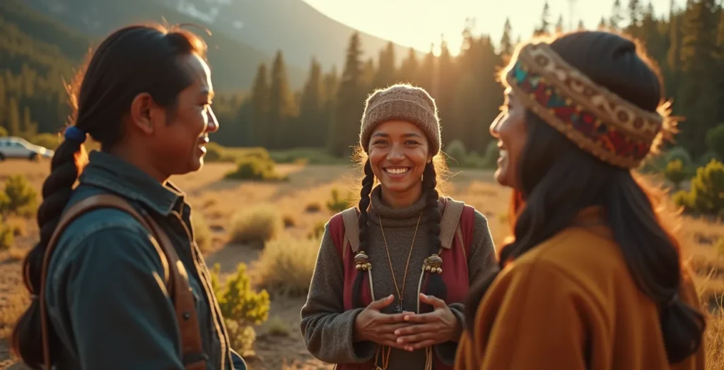 Rencontre authentique avec des membres des Premières Nations dans un cadre naturel au Canada Rencontre authentique avec des membres des Premières Nations dans un cadre naturel au Canada